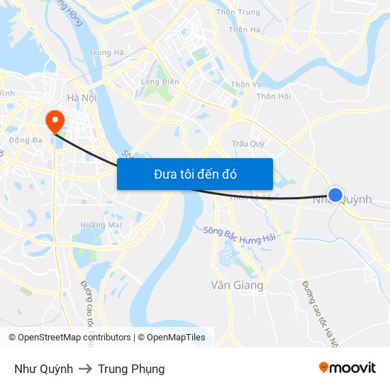 Như Quỳnh to Trung Phụng map