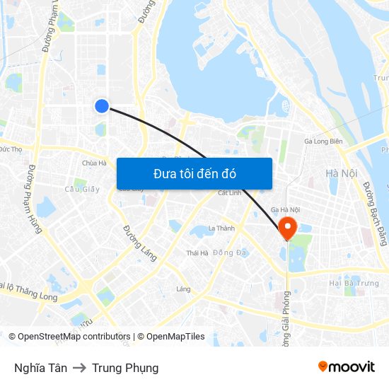 Nghĩa Tân to Trung Phụng map