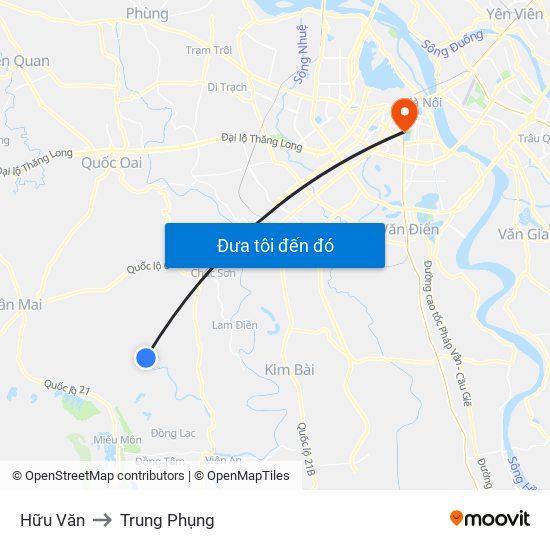 Hữu Văn to Trung Phụng map