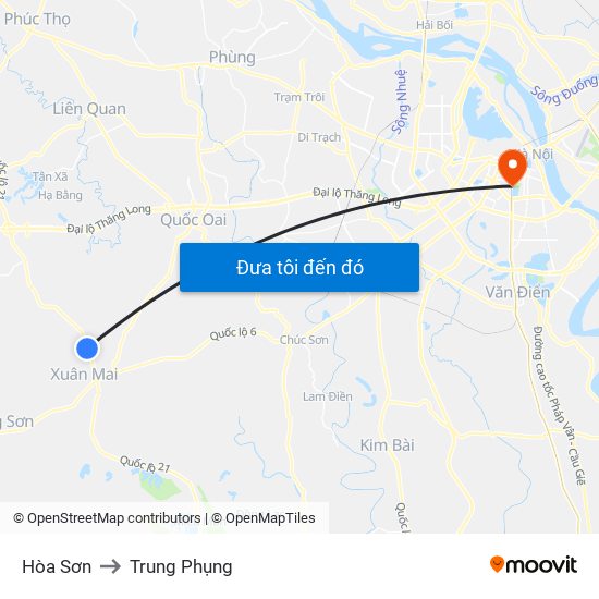 Hòa Sơn to Trung Phụng map