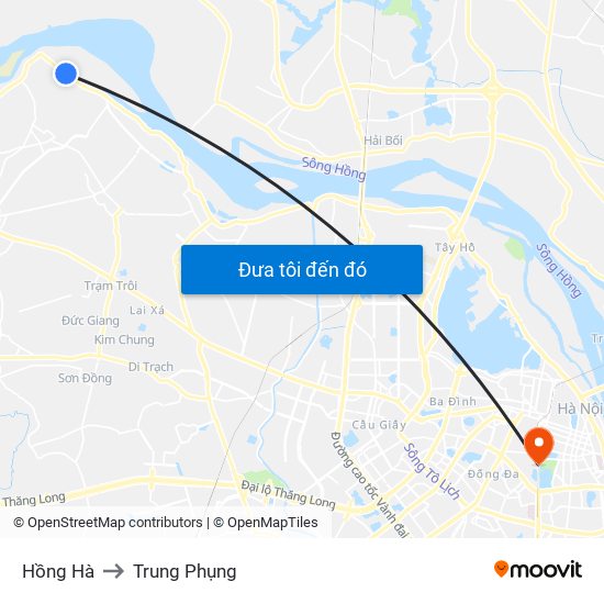 Hồng Hà to Trung Phụng map