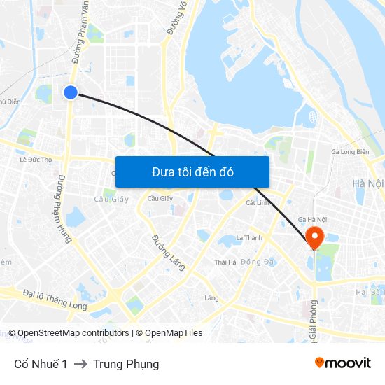 Cổ Nhuế 1 to Trung Phụng map