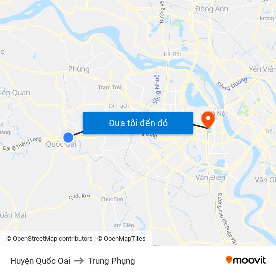 Huyện Quốc Oai to Trung Phụng map