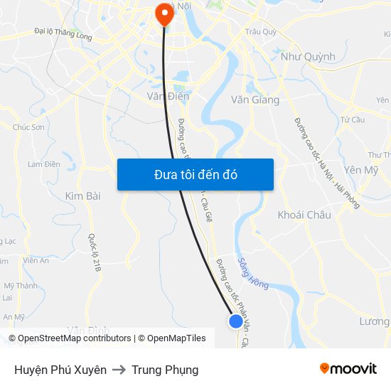 Huyện Phú Xuyên to Trung Phụng map