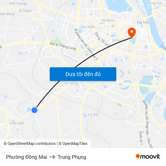 Phường Đồng Mai to Trung Phụng map