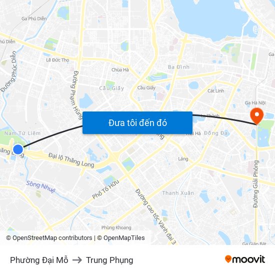 Phường Đại Mỗ to Trung Phụng map