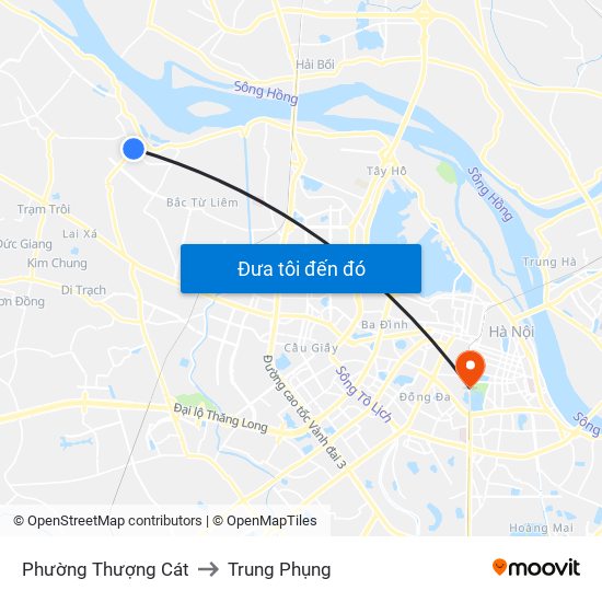 Phường Thượng Cát to Trung Phụng map