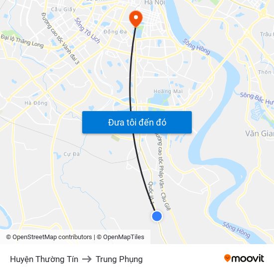 Huyện Thường Tín to Trung Phụng map