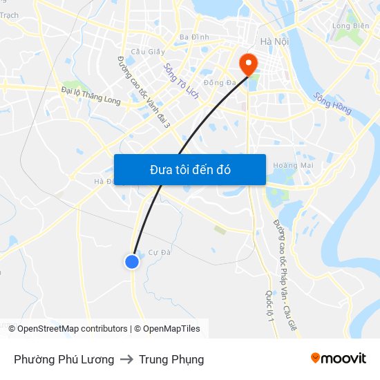 Phường Phú Lương to Trung Phụng map