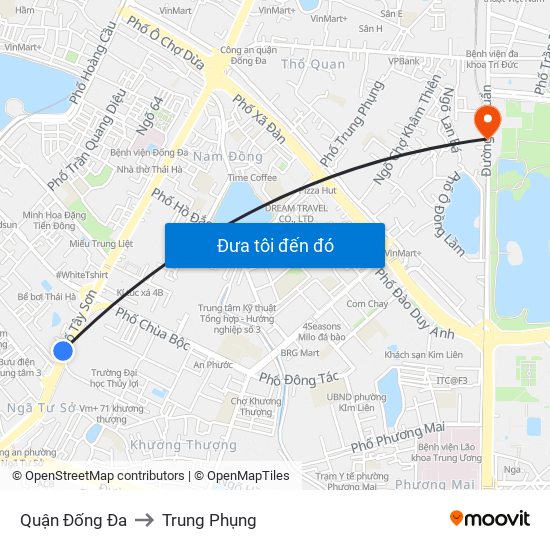 Quận Đống Đa to Trung Phụng map