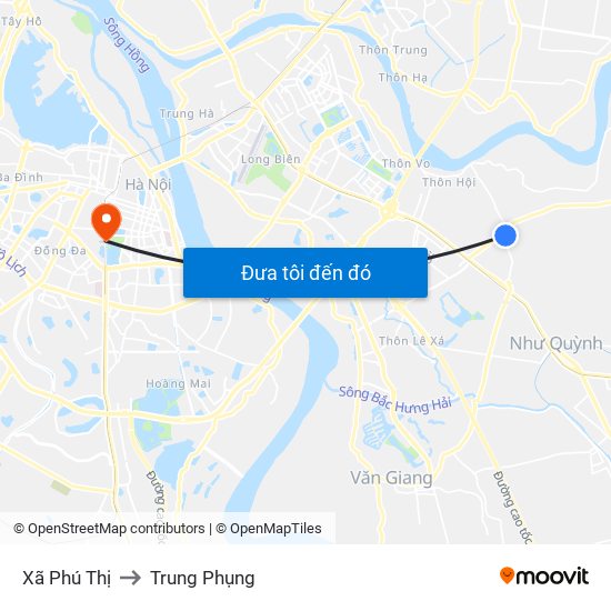 Xã Phú Thị to Trung Phụng map