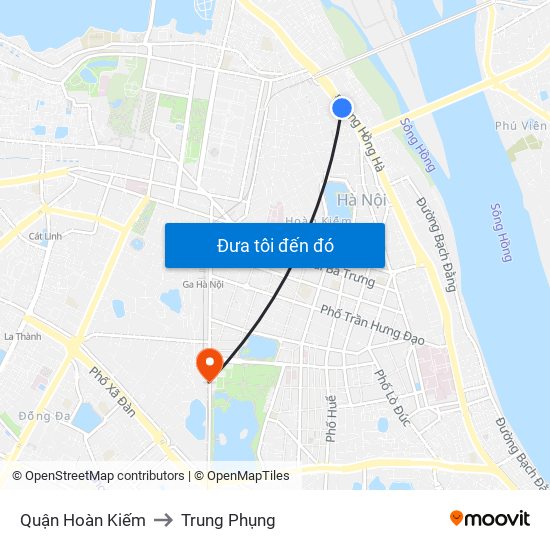 Quận Hoàn Kiếm to Trung Phụng map