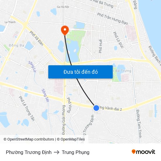 Phường Trương Định to Trung Phụng map
