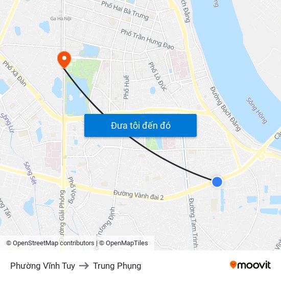 Phường Vĩnh Tuy to Trung Phụng map