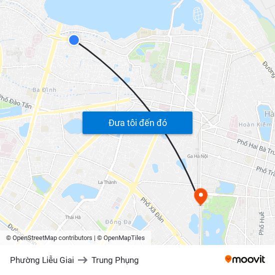 Phường Liễu Giai to Trung Phụng map