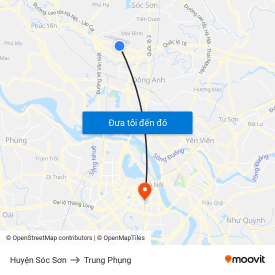 Huyện Sóc Sơn to Trung Phụng map