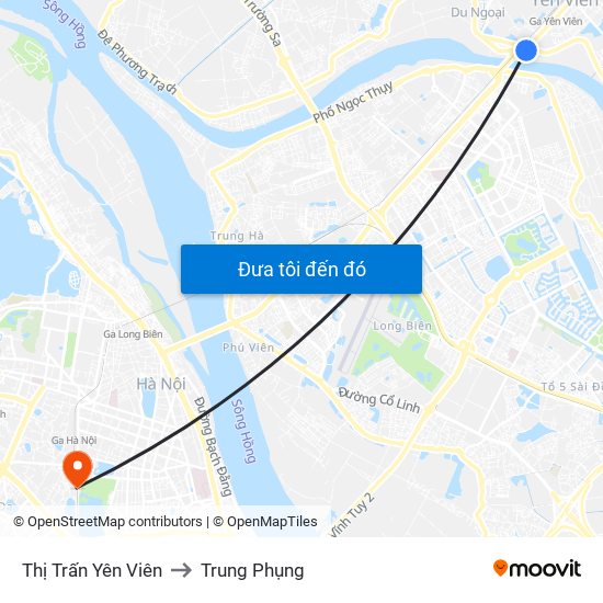 Thị Trấn Yên Viên to Trung Phụng map