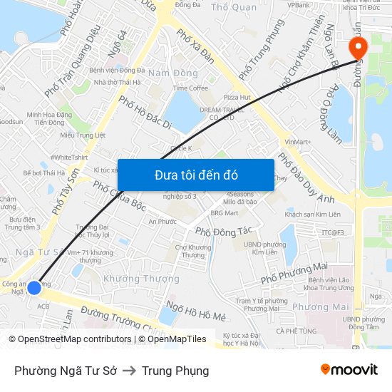 Phường Ngã Tư Sở to Trung Phụng map