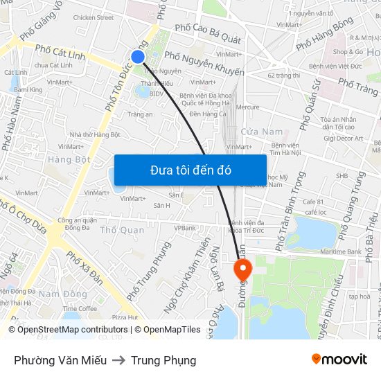 Phường Văn Miếu to Trung Phụng map