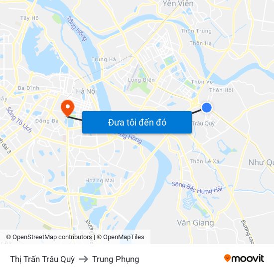 Thị Trấn Trâu Quỳ to Trung Phụng map