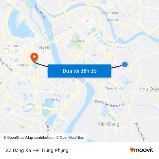 Xã Đặng Xá to Trung Phụng map