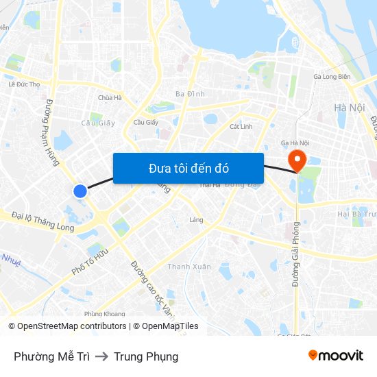 Phường Mễ Trì to Trung Phụng map