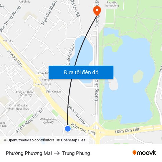 Phường Phương Mai to Trung Phụng map