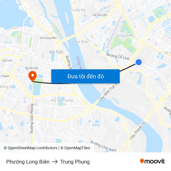 Phường Long Biên to Trung Phụng map