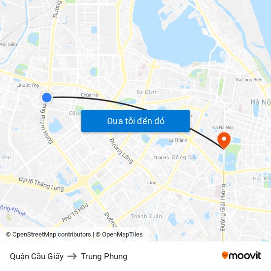 Quận Cầu Giấy to Trung Phụng map
