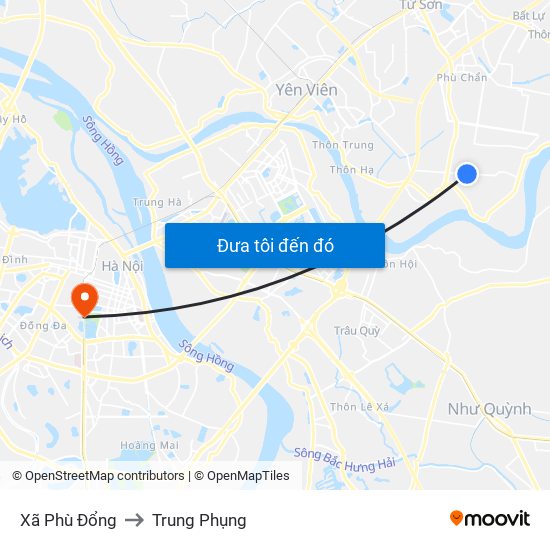 Xã Phù Đổng to Trung Phụng map