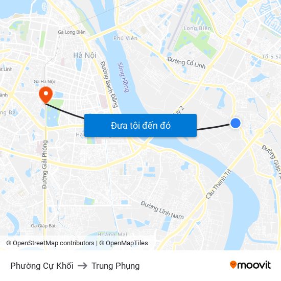 Phường Cự Khối to Trung Phụng map