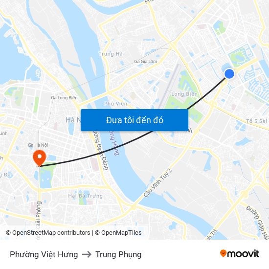 Phường Việt Hưng to Trung Phụng map