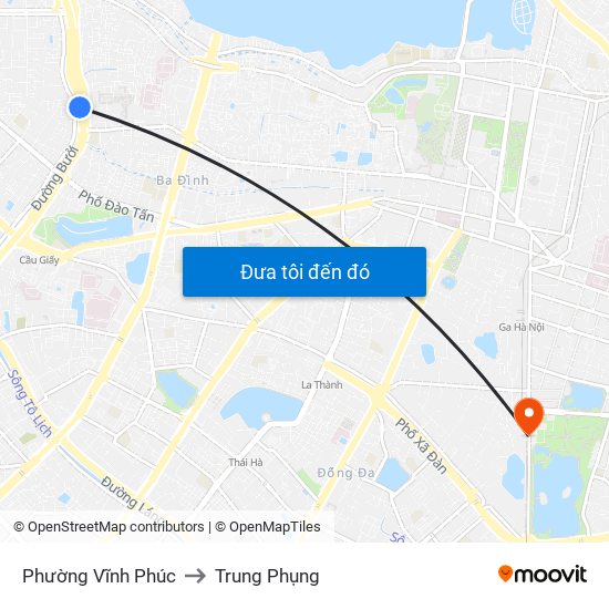 Phường Vĩnh Phúc to Trung Phụng map