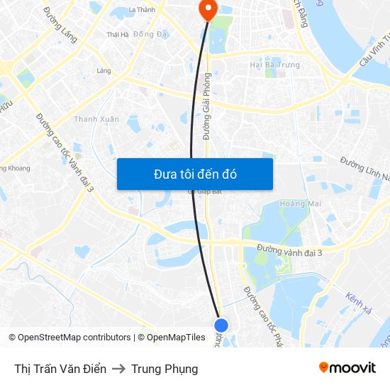 Thị Trấn Văn Điển to Trung Phụng map