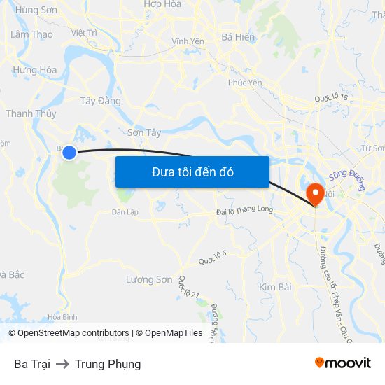 Ba Trại to Trung Phụng map