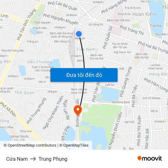 Cửa Nam to Trung Phụng map