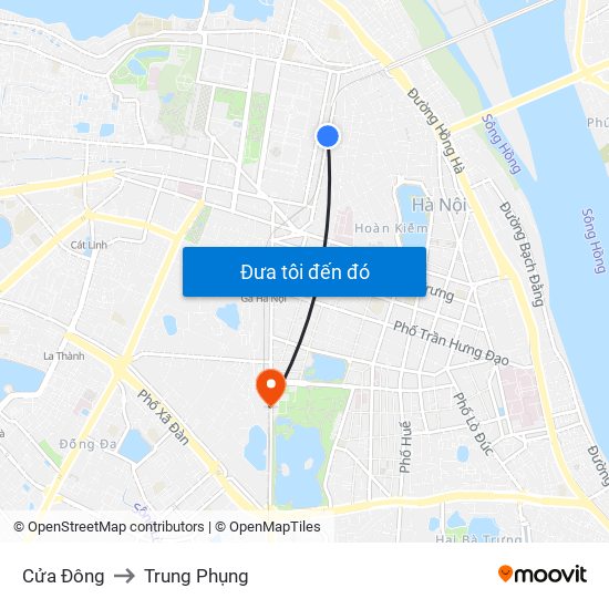 Cửa Đông to Trung Phụng map