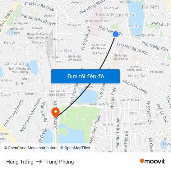 Hàng Trống to Trung Phụng map