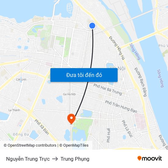 Nguyễn Trung Trực to Trung Phụng map