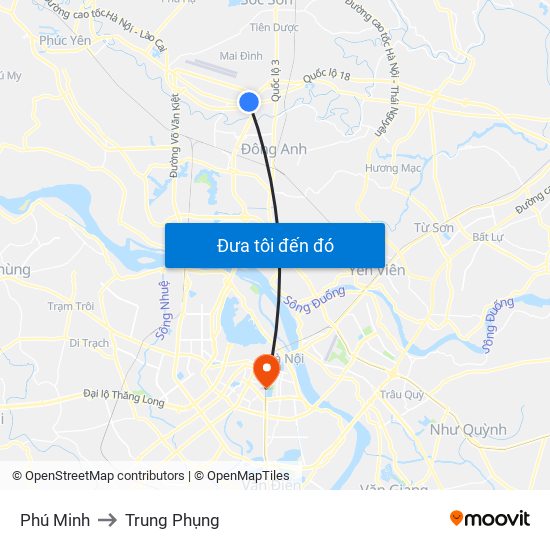 Phú Minh to Trung Phụng map