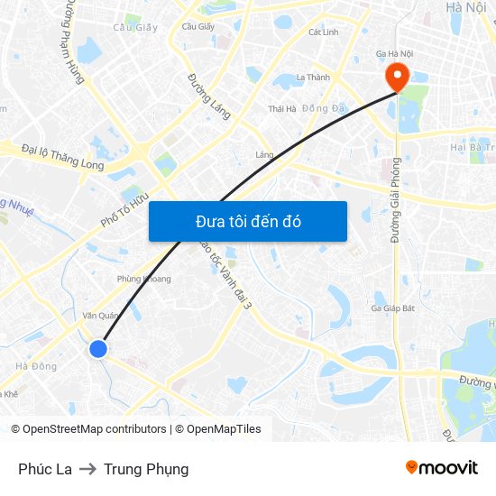 Phúc La to Trung Phụng map