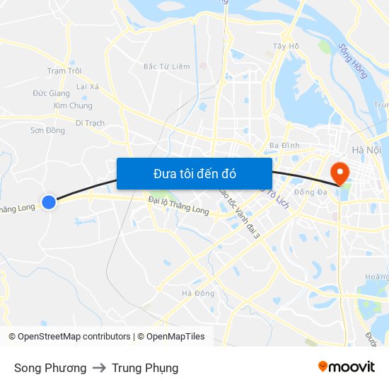 Song Phương to Trung Phụng map