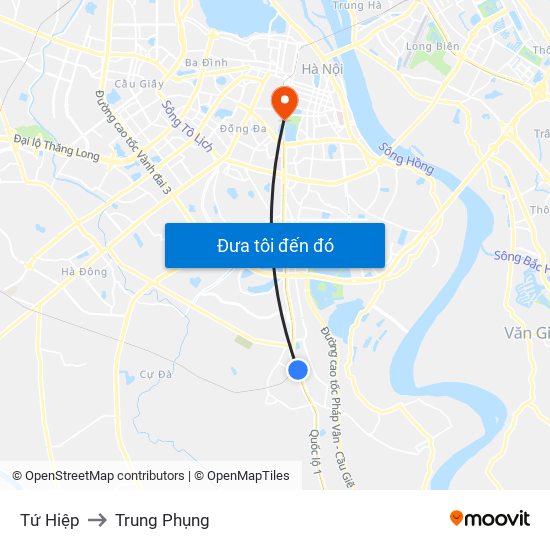 Tứ Hiệp to Trung Phụng map