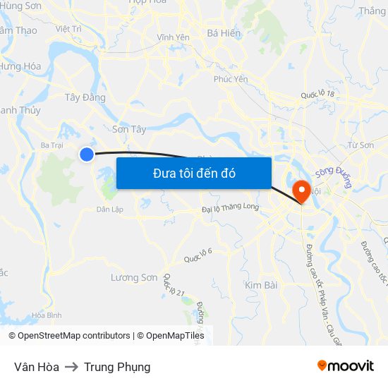 Vân Hòa to Trung Phụng map