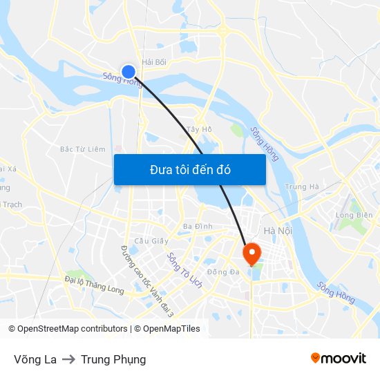 Võng La to Trung Phụng map