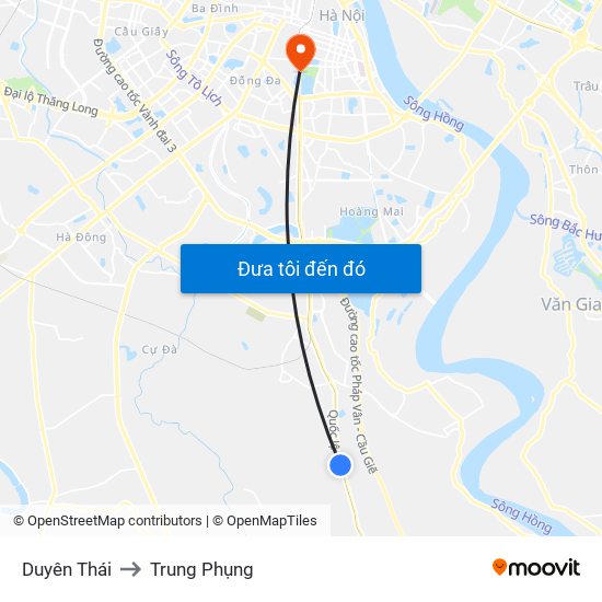 Duyên Thái to Trung Phụng map