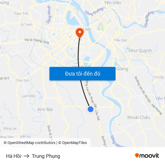 Hà Hồi to Trung Phụng map