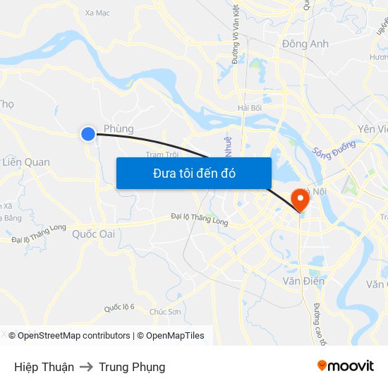 Hiệp Thuận to Trung Phụng map