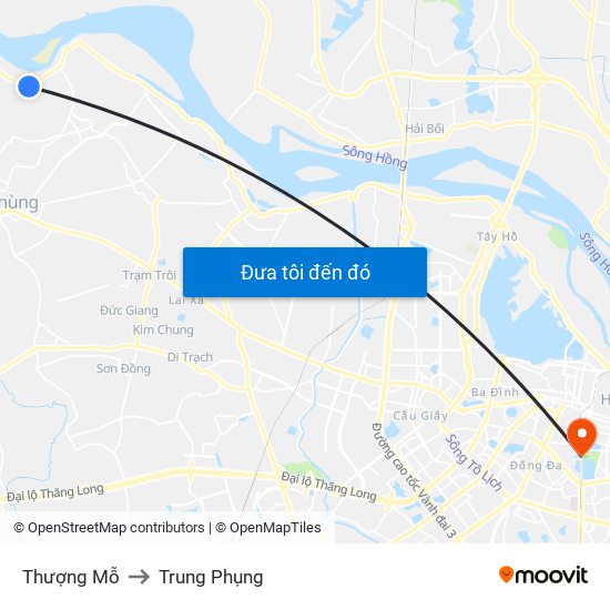 Thượng Mỗ to Trung Phụng map