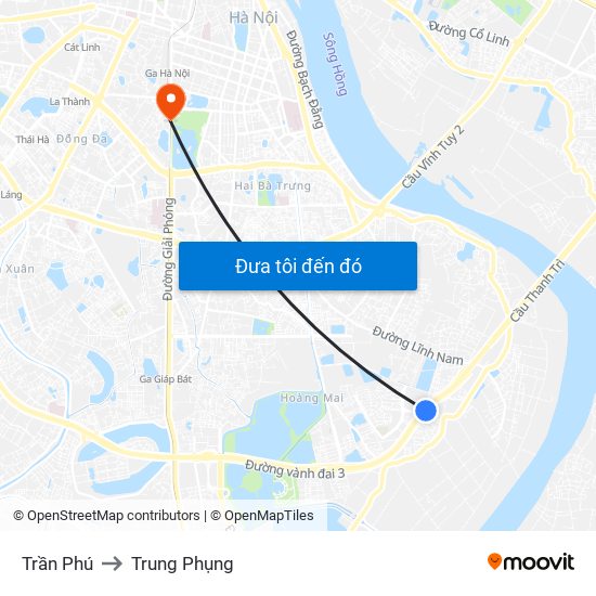 Trần Phú to Trung Phụng map